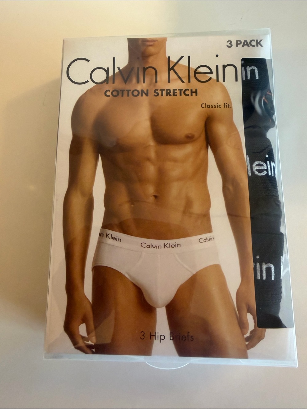 Calvin Klein Men's Cotton Stretch Hip Briefs - White & Black (3 Pack)